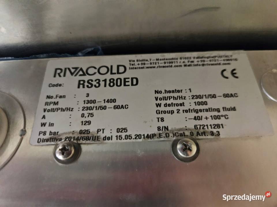 Parownik RIVACOLD RS3180ED chłodnica powietrza Gastronomia Góra