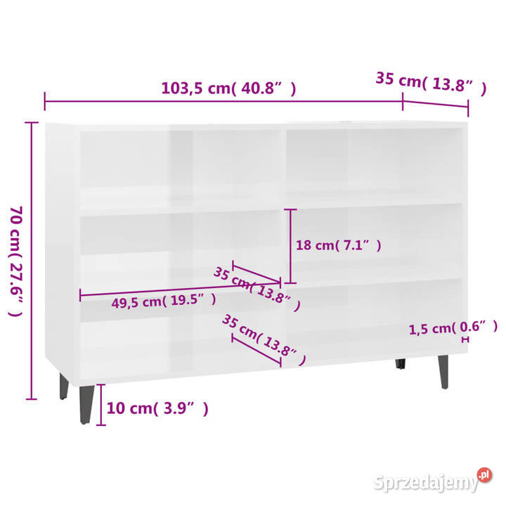 Szafka biała z połyskiem 1035x35x70 WM806046