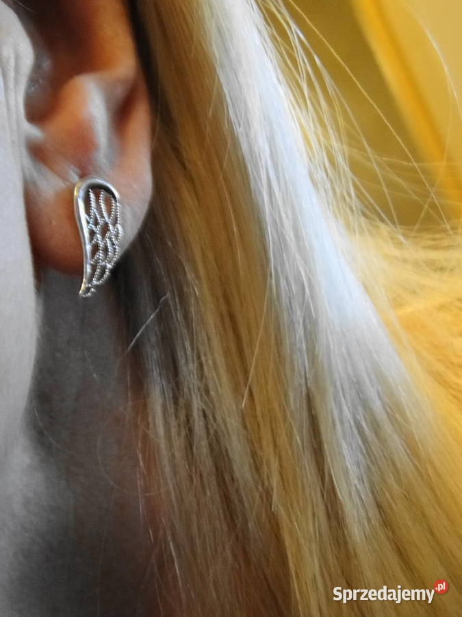 Śliczne kolczyki skrzydełka srebro 925 mazowieckie sprzedam