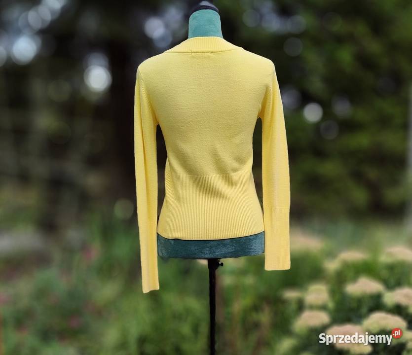 Żółty sweter kardigan M 38 duże guziki kaszmir Rozmiar 38(M) Szczecin