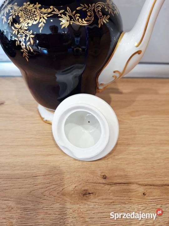 Weimar porcelana kobalt zloto Dzbanek kawa Porcelana i szkło warmińsko-mazurskie