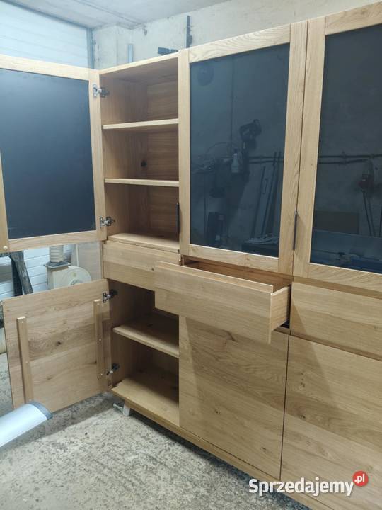 Witryna dębowa 180x200 ze szkłem Pępowo