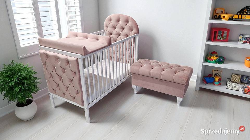Łóżko niemowlęce 120x60 tapicerowane różowe Poznań