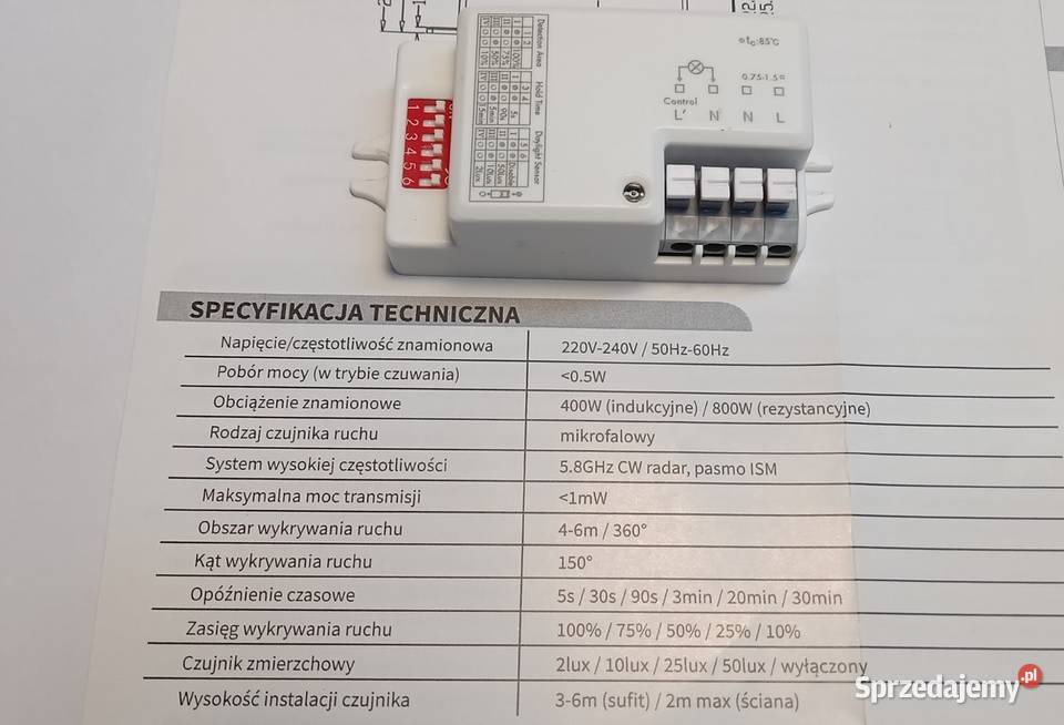 Czujnik mikrofalowy do włączania oświetlenia Gdańsk