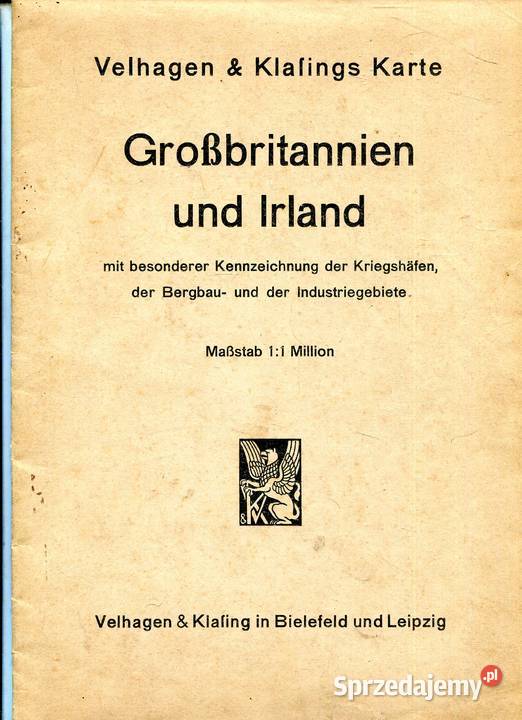 Velhagen Klafings Karte Grosbritannien und miękka Pozostałe Szczecin
