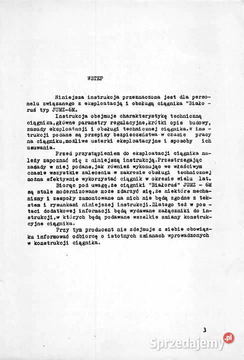 instrukcja obsługi Białoruś jumz 6m w j polskim Stalowa Wola