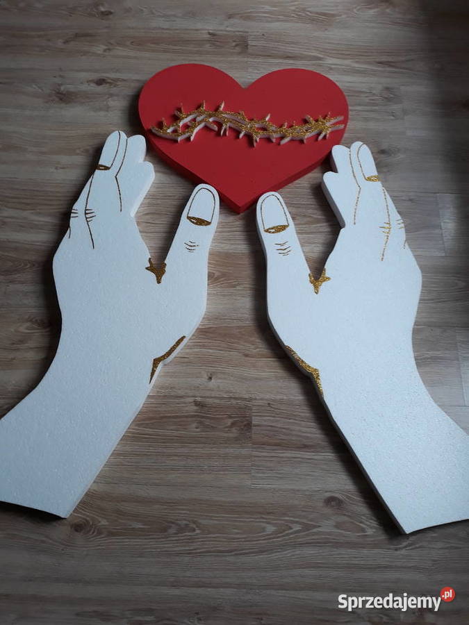 Dłonie z sercem i złotym cierniem dekoracja Boże Dobrzyca