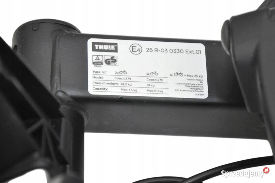 VOLVO THULE Coach 276 bagaznik na hak 3 rowery Bielany Wrocławskie