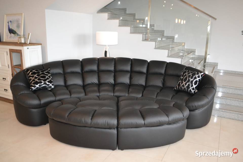 Nowoczesny narożnik NEPAL z pufami SKÓRA Nysa