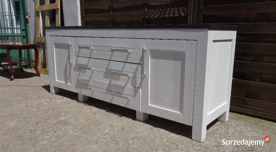 Komoda drewniana kredens biała duża szer201 mazowieckie Warszawa sprzedam
