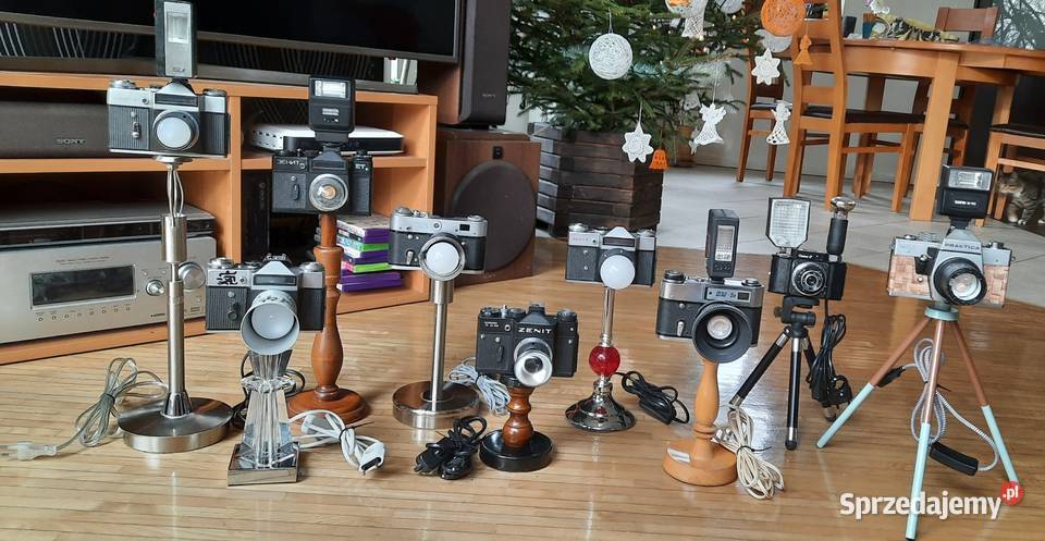 Lampki stołowe led z aparatu retro loft vintage Oświetlenie sprzedam