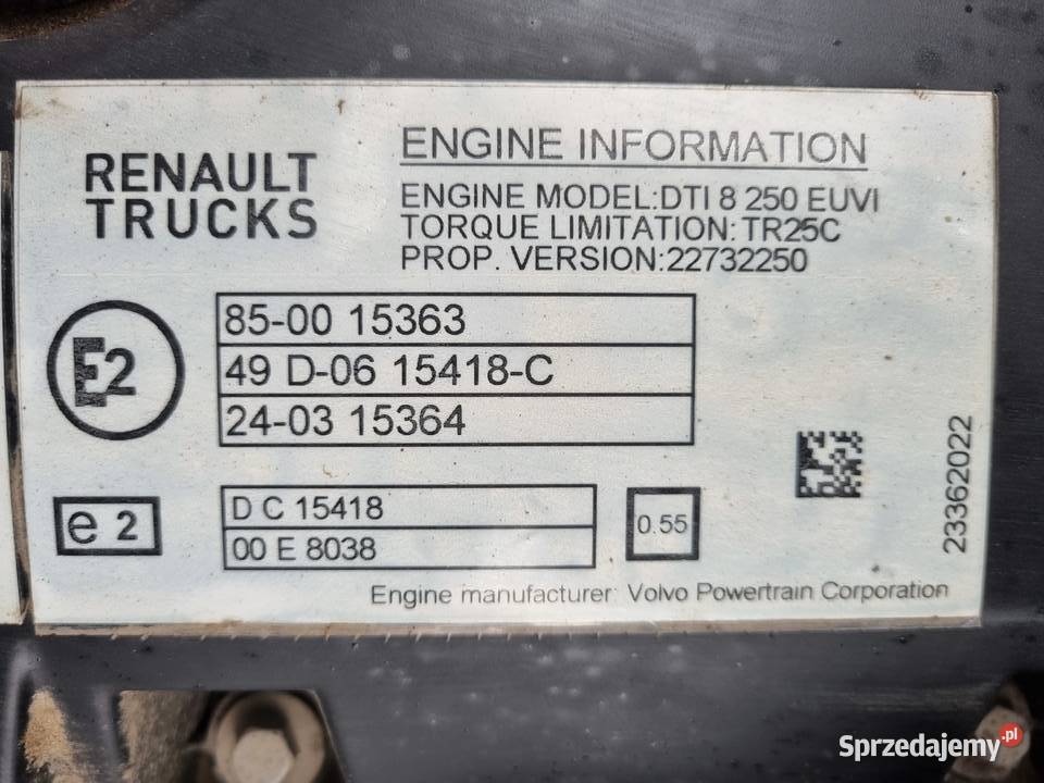 Silnik Renalut Trucks DTI 8 250 EUVI Kompletny ciężarowe
