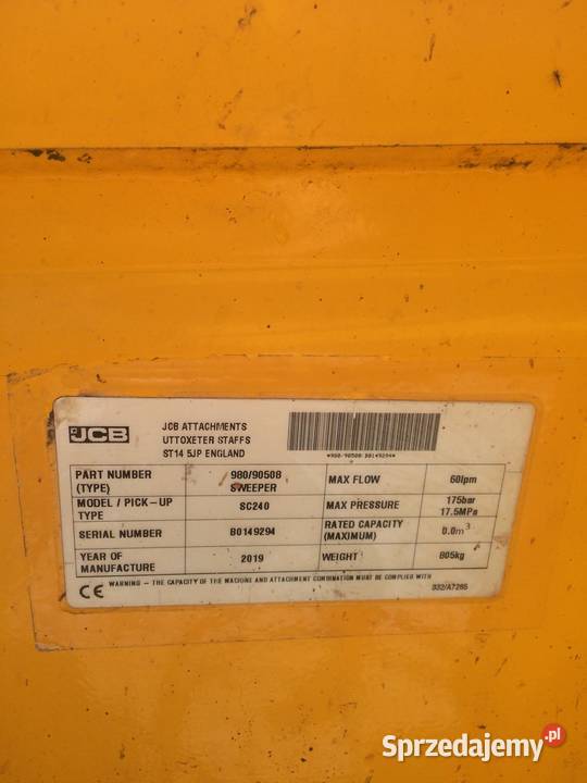 Oryginalna zamiatarka JCB SC240 mocowanie QFIT Pozostałe Motoryzacja Suchoraba sprzedam