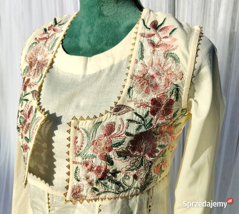 Długa sukienka bawełniana M 38 haftowana zachodniopomorskie Szczecin
