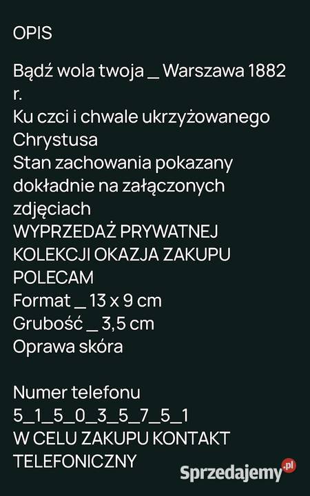 Bądź wola twoja 1882 r Warszawa Ku czci i chwale Giżycko