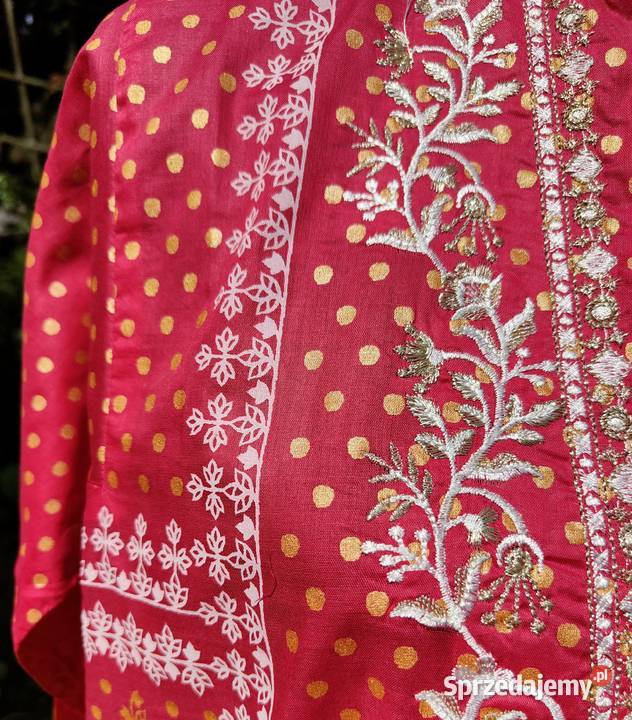 Koralowa tunika kameez Pakistan Indie Bollywood czerwony Szczecin