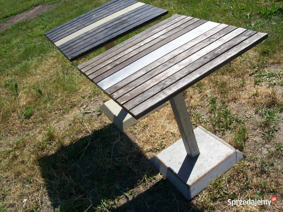 Stół ogrodowy kwadratowy metalowo drewniany Głogowa