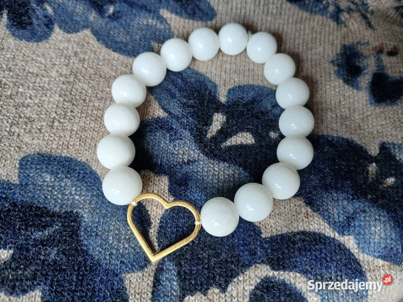 Bransoletka damska z Agatu białego z łącznikiem świętokrzyskie