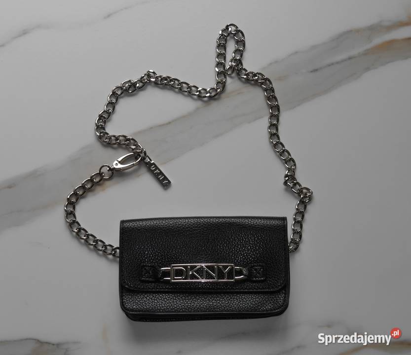 DKNY świetna nerka saszetka łańcuszek nowa szary/srebrny Wrocław