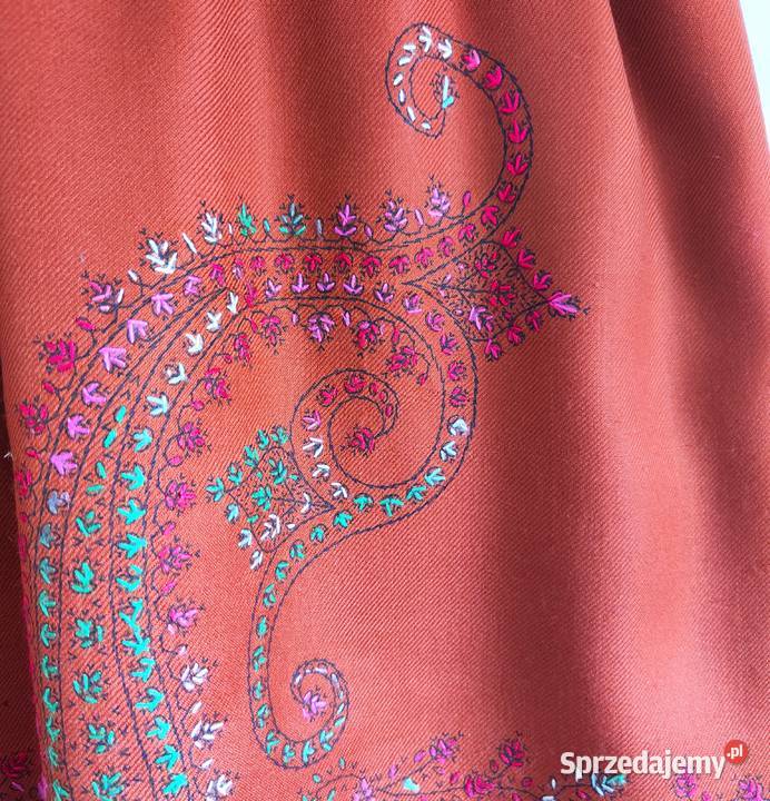 Duży szal orientalny indyjski haftowany haft Uniseks Szczecin