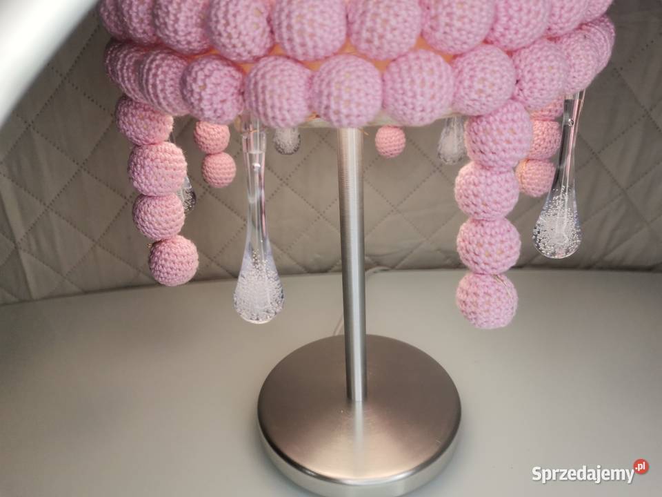 Lampa stołowa wełniane kuleczki RÓŻ wielkopolskie Trzcianka