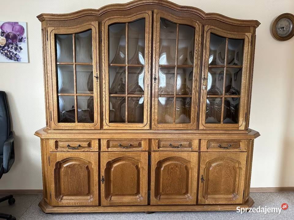 Biblioteka gabinetowa kredens witryna dębowa dąb Sypniewo