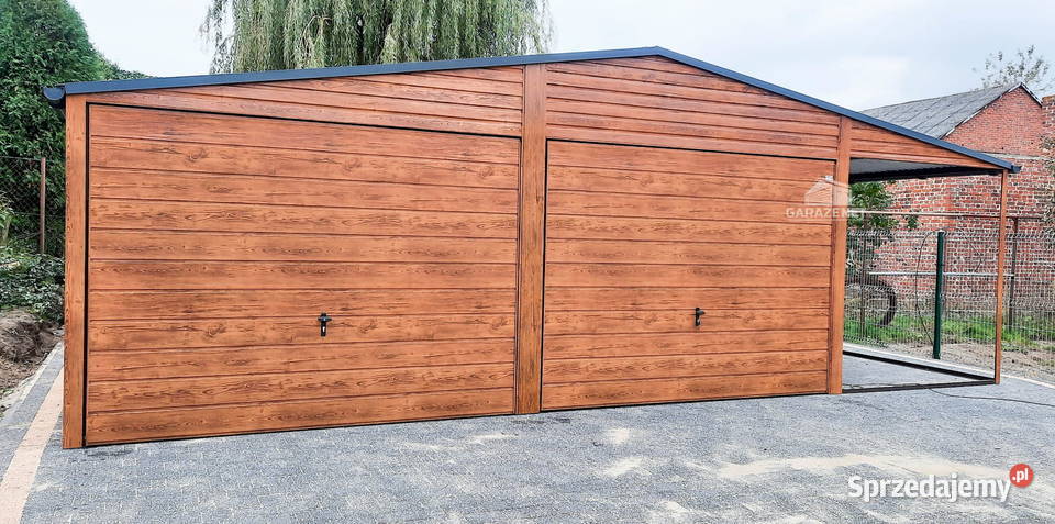 GARAŻ BLASZANY 6m x 6m 2m WIATA DWUSPAD 2x BRAMA Łapanów