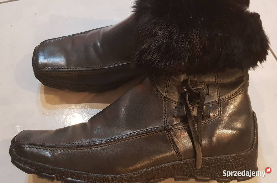 Botki skórzane półbuty futerko zasuwane Kielce