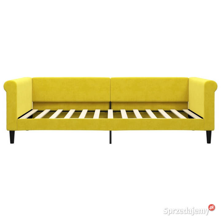 Sofa z funkcją spania żółta obita aksamitem sprzedam