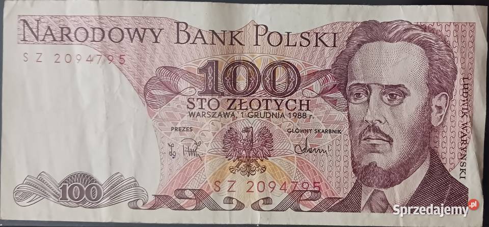 100 złotych 1XII1988 seria SZ Konin