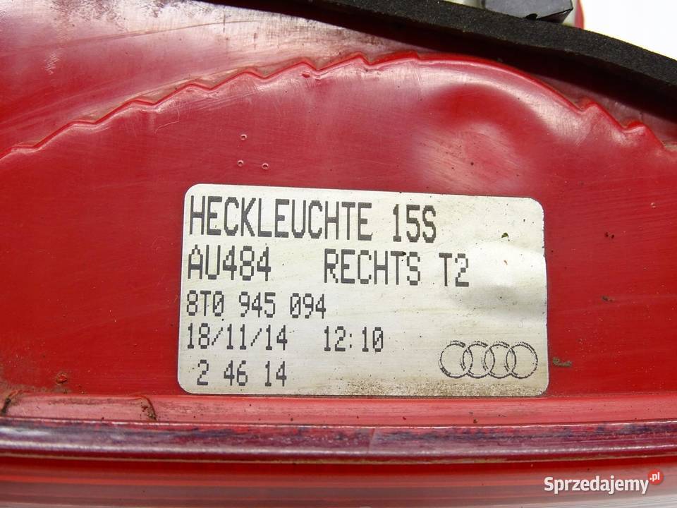 LAMPA PRAWA PRAWY TYŁ TYLNA W KLAPĘ AUDI A5 8T