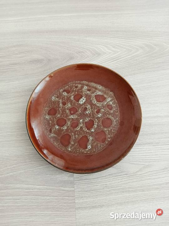 rązowy talerzyk deserowy Porcelit Pruszków wzór małopolskie Kraków
