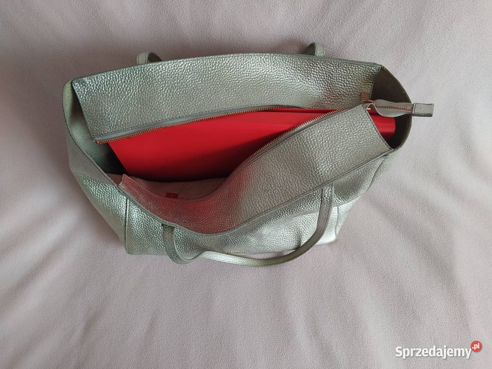 Torebka Ted Baker skorzana torba A4 srebrna Dębica