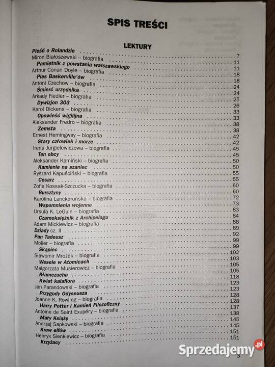 Opracowania lektur i wierszy gimnazjumszkoła Kędzierzyn-Koźle sprzedam