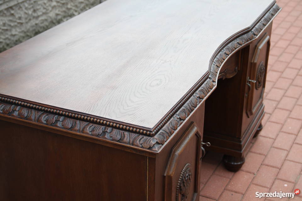 Biurko dębowe stareantyk dwustronne odnowione wielkopolskie Swarzędz sprzedam