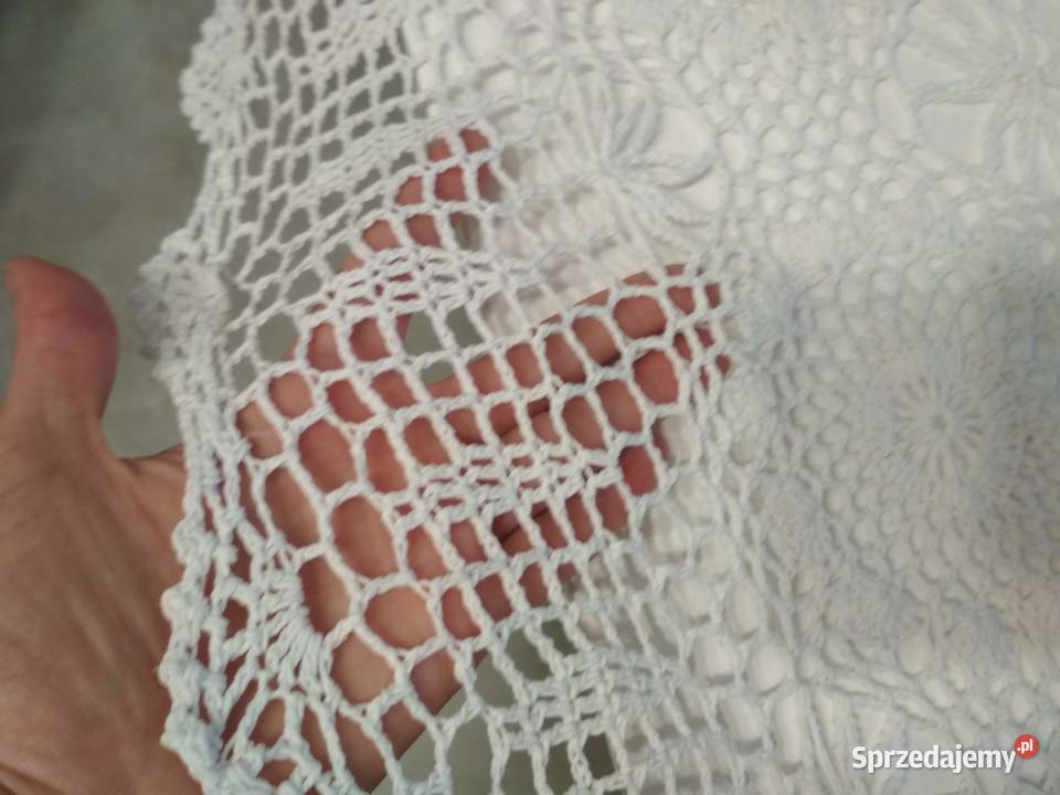 Obrus szydelkowy bialy bawelniany 130x180 biały Piastów