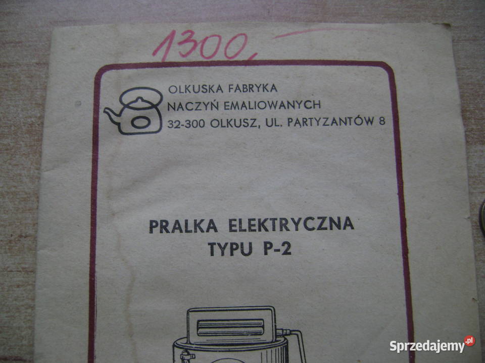 Starocie z PRL Instrukcja obsługi pralki OLKUSZ Gdynia sprzedam