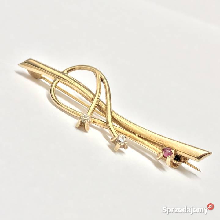 Złota BROSZKA 14K piękny AMETYST cudowna ART Warszawa