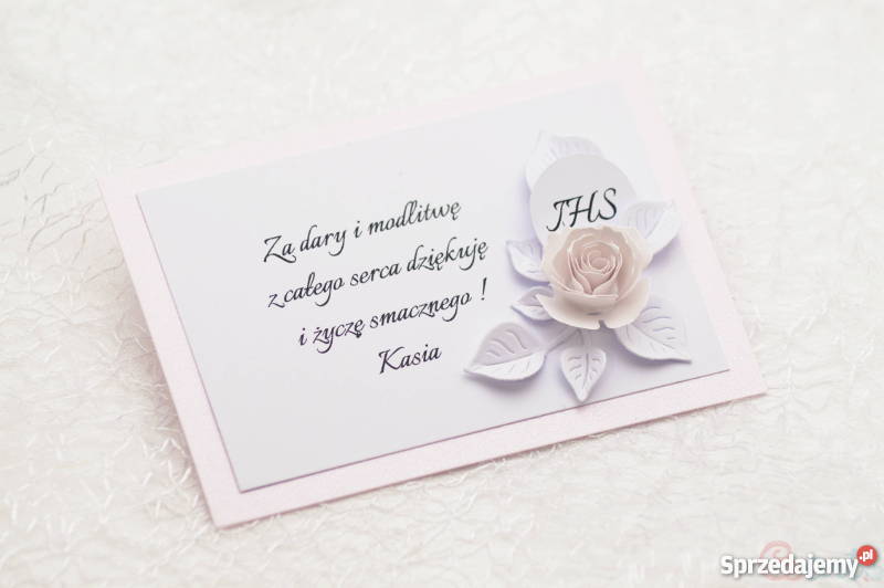 Etykieta na ciasto komunijne z różą Opole