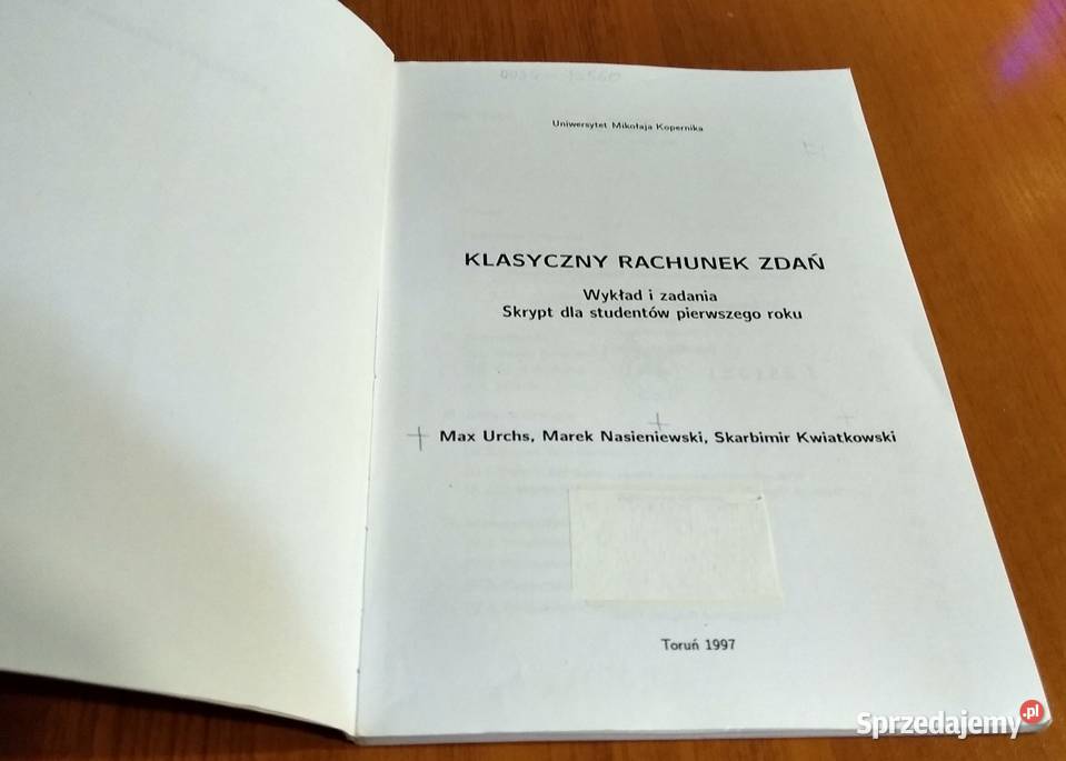 Klasyczny rachunek zdań wykład i zadania Urchs sprzedam