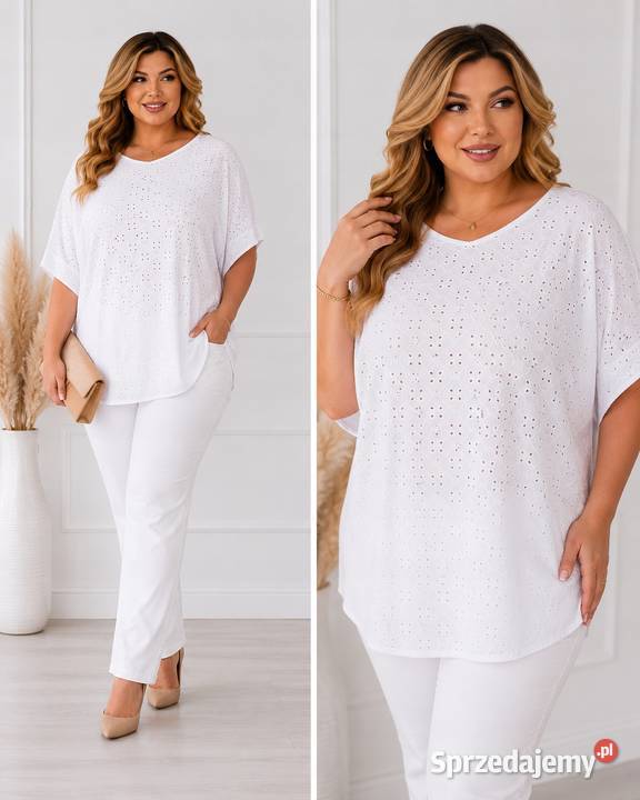 Bluzka damska plus size wyszywana ażurowa biust Moda i Styl Pątnów