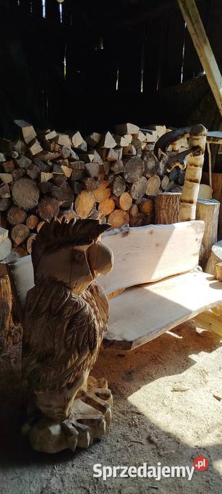 Ławka ogrodowa z rzeźbą rękodzieło