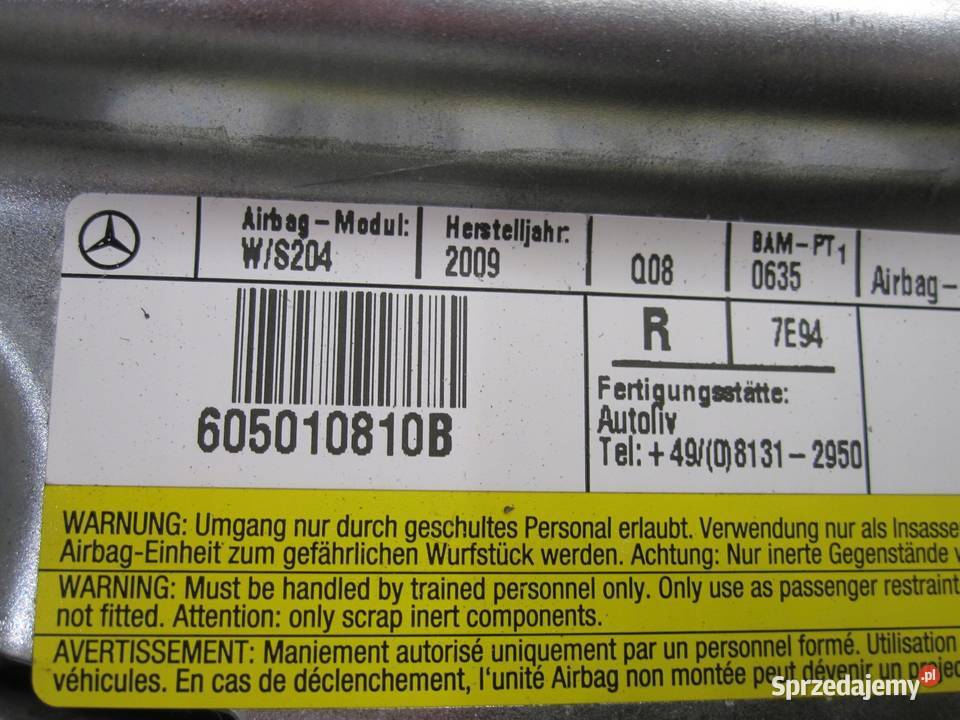 MERCEDES W204 09r AIRBAG poduszka fotela prawa osobowe świętokrzyskie