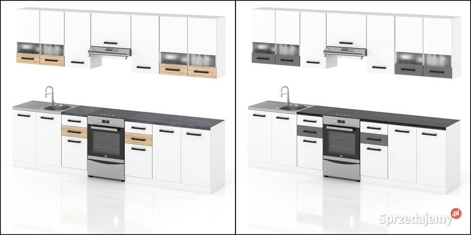 Meble Kuchenne Biało Szare Elio 30m Nowoczesny Elbląg