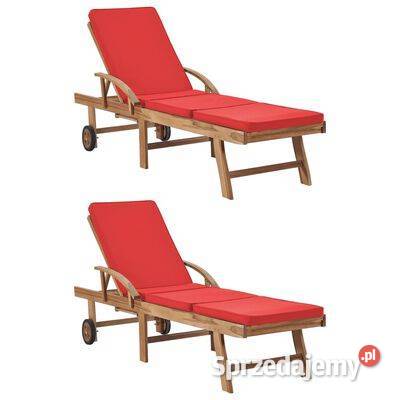 vidaXL Leżaki z poduszkami 2 lite drewno tekowe Dom i Ogród mazowieckie Warszawa
