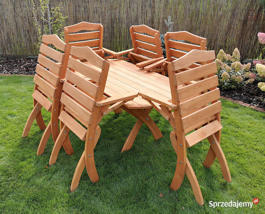 Meble tarasowe ogrodowe drewniane Typ T stół drewno