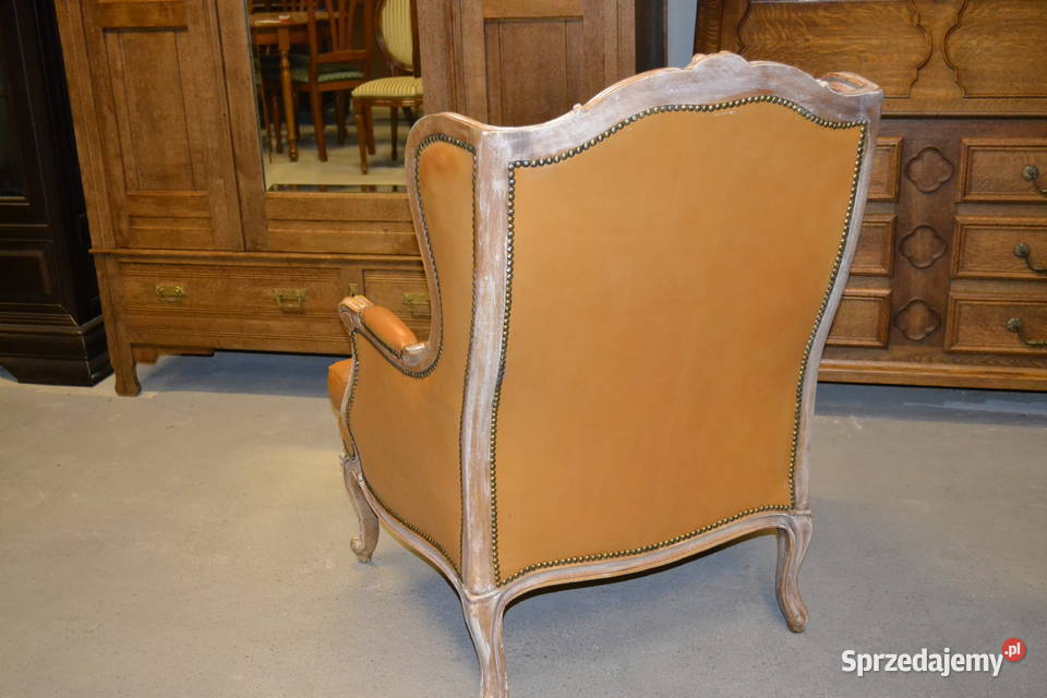 fotel ludwikowski skóra pikowania Meble Będzin
