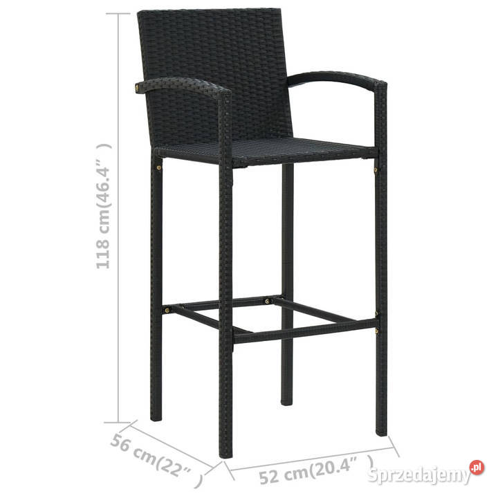 Stołki barowe 4 czarne polirattan WM313455 mazowieckie Warszawa