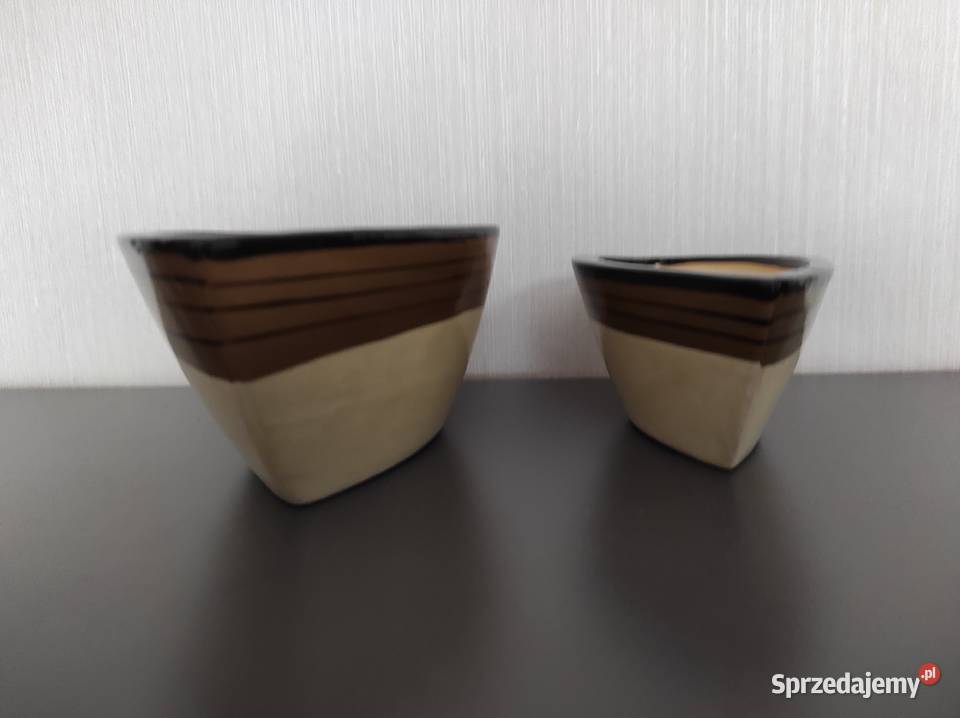 Doniczki osłonki ceramiczne PRL 2 Warpechy Stare