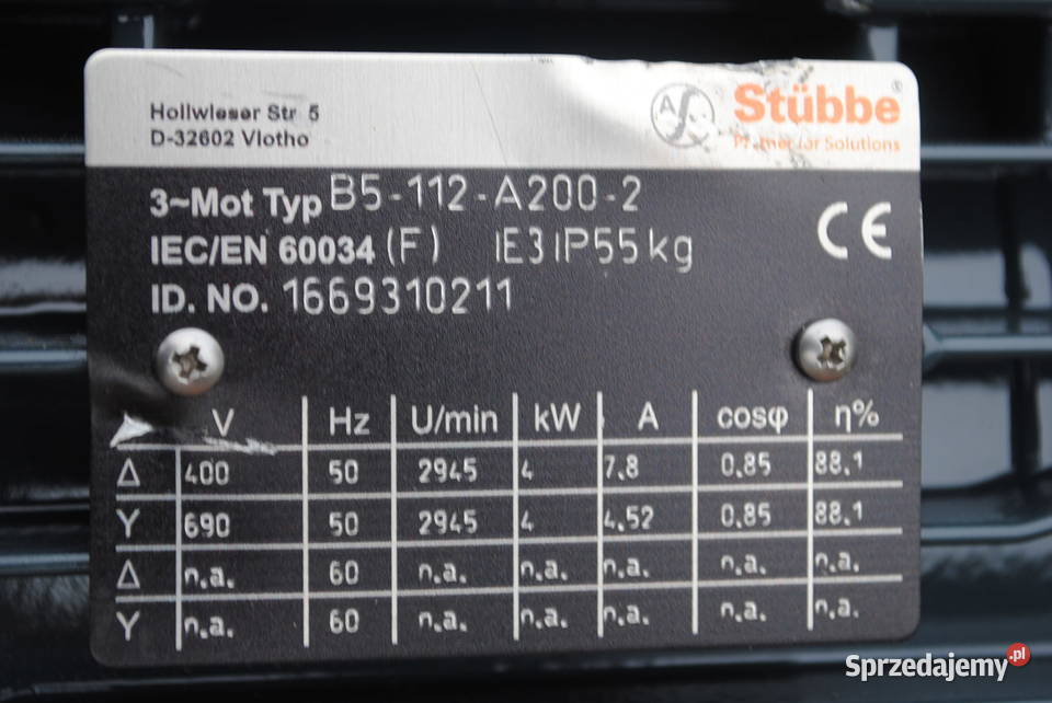 Silnik elektryczny kołnierzowy 4kw 2945obrmin Kargowa sprzedam